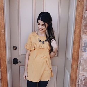 Mustard Ruffle Top